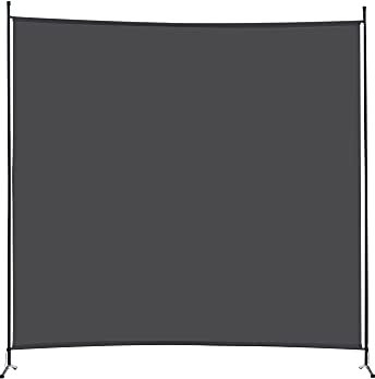 Mingone Raumteiler Trennwand Extralanger Paravent 1-TLG. Sichtschutz Faltbar mit Metallrahmen Polyester-Mischgewebe für Wohnzimmer, Schlafzimmer, Küche, Büro, Balkon, Garten, Anthrazit, 175x176cm