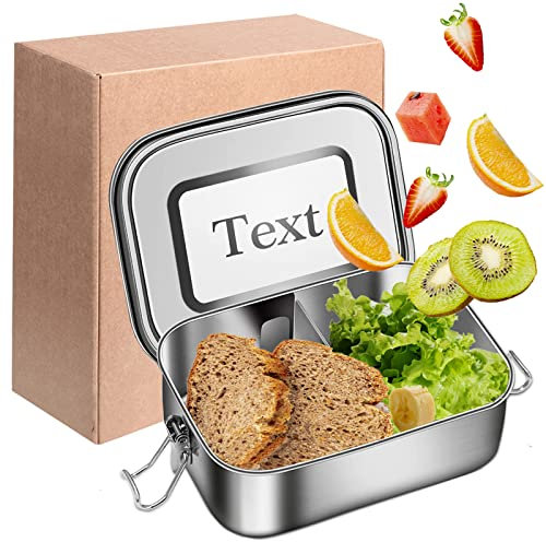 OXYEFEI Brotdose Edelstahl mit Fächern, Auslaufsicher Brotdose Personalisierte mit Text Gravur Spülmaschinenfest zür Erwachsene & Kinder (1000ml)