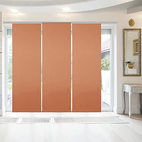 Bestgoodies Panneau Japonais avec Bande, Chariot de Panneau et Barre d'essorage, (l x L) 60 x 245 cm, Marron Clair, Rideau Coulissant Opaque avec dans de Nombreuses Couleurs