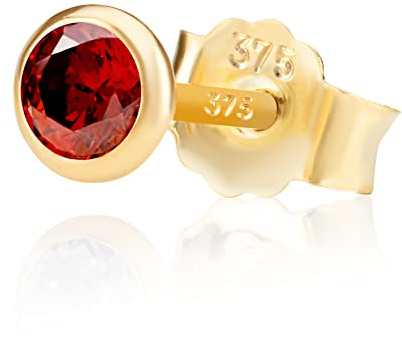 NKlaus Einzel 4,0mm 375 Gelb Gold 9 Karat Ohrstecker Kristall Zirkonia Granat Butterfly Verschluss Damen Mädchen 13070