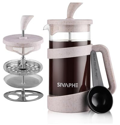 Sivaphe French Press Coffee Maker, Cafetiere Coffee Plunger 350ml 12oz 1-2 Cup, Small Tea Press Borosilicate Glass