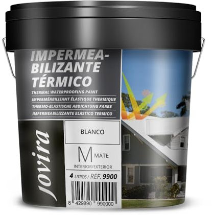 JOVIRA PINTURAS Impermeabilizante Térmico. Antigoteras Terraza Térmico. Pintura impermeabilizante térmica-acústica. (4 Litros, Blanco) A-51B