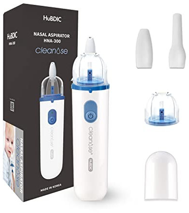 HubiBaby Baby Nasal Aspirator, Made in S. Korea, Safe Hygienic Electric Nose Suction for Baby, Infant Nose Cleaner, Rechargeable and Automatic Baby Nose Sucker for Newborns to Toddlers (Blue)