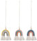 Yonphy Makramee Regenbogen Wandbehang Handgewebte Regenbogen Wandteppich Boho Home Wanddeko für Kinderzimmer Autorückspiegel (3 Stück)