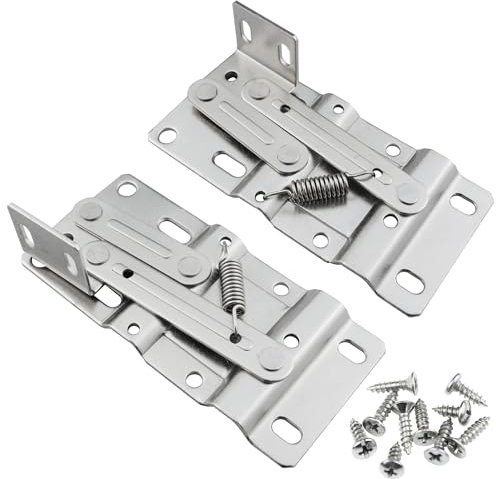 SUUJI 2Pcs Modern Nickel Steel Tip Out Tray Hinges, 45 Degrees Tilt Tray Hinge, Self Closing Scissor Hinges for Kitchen Sink-Front Drawer, Bathroom Cabinet Storage Box, Silver