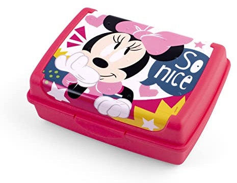 Lulabi DISNEY MINNIE MOUSE ICON - Caja de almuerzo ideal para niños, caja de sándwich escolar, lonchera infantil de polipropileno, tamaño: 17 x 13 x 6,5 cm