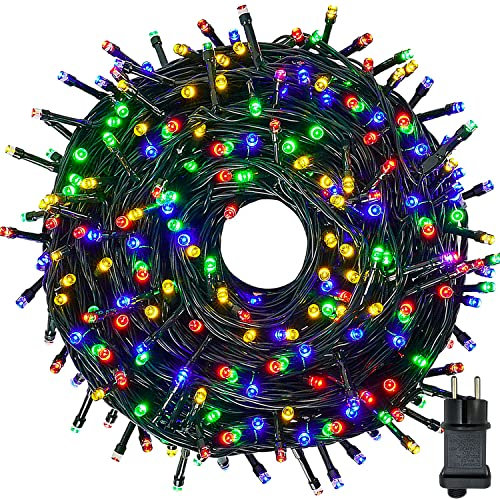 Meision Lichterkette Außen Strom 30m 300LED Innen Lichterkette Weihnachtsbaum mit 8 Modi Timer Speicherfunktion IP44 Wasserdicht, Lichterkette Strombetrieben für Balkon, Garten, Hochzeit, Bunt
