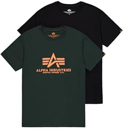 Alpha Industries Herren Basic Big Logo T-Shirt 2er Pack