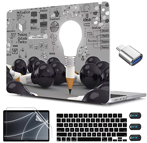 CISSOOK Creative Bulb Hartschalen-Schutzhülle für MacBook Air 13,6 Zoll M3 A3113 A2681 M2 2025 2024 2022 Release, Kunststoff-Hartschale mit Tastaturabdeckung für MacBook Air 13,6 Zoll M2 M3 2022–2025
