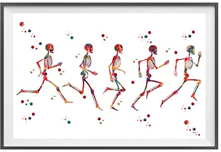 Buntes Skelett Druck Wissenschaft Dekor Abstrakte medizinische Kunst Poster Illustration für Arztpraxis Dekoration Gemälde 70x100cm(28x39in) mit Rahmen