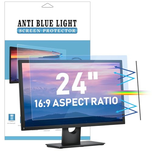 LAMA Anti Blaulichtfilter für 24 Zoll Monitor, Blaulicht blockierende Displayschutzfolie, Anti Blue Screen Protector Anti UV/Blendschutz/Augenschutz, Universal Bildschirmfilter 16:9 (531x298mm)