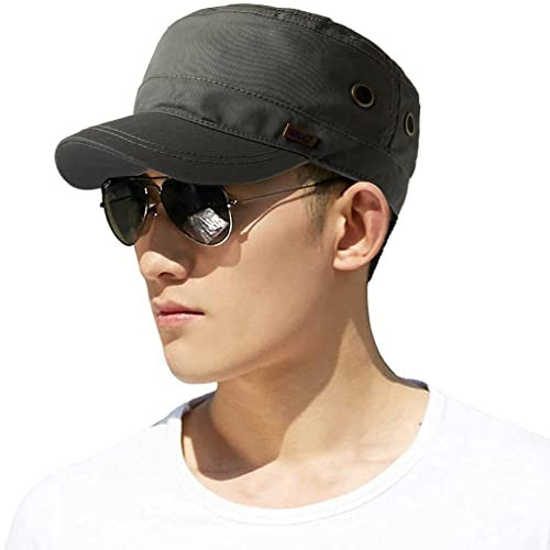 Comhats Klassische Militärmütze für Herren, 100 % Baumwolle, gefüttert und größenverstellbar, 68033_Grau, XL