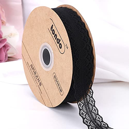 CC wonderland zone Spitzenband Schwarz 3cm Breit-Spitzenbordüre Dekoband(3cm x 23m) für Hochzeit,Nähen,Blumen,Geschenkverpackungen