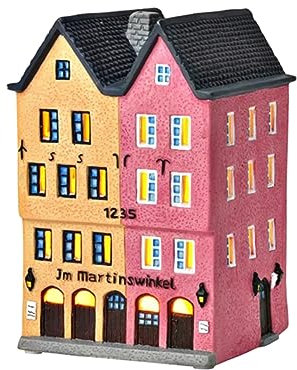 Im Martinswinkel Köln aus Porzellan – Windlicht Lichthaus Miniatur-Modell - B12 x H18 x T12 – Deko für Weihnachten, Winterdorf, Sammler & Lichterstadt Teelichthalter Weihnachtsdorf Sammlerobjekt