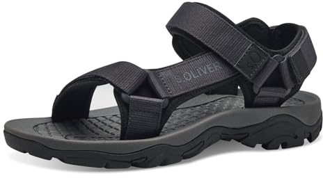 s.Oliver Herren Sandalen mit Klettverschluss Bequem, Schwarz (Black/Navy), 44 EU