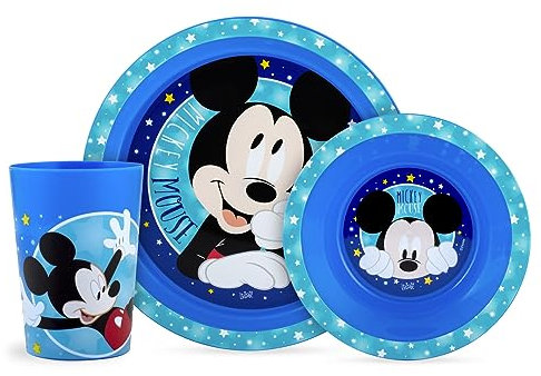 Lulabi Mickey Cosmo 3-teiliges Set für Jungen, Polypropylene, Blau, Verziert