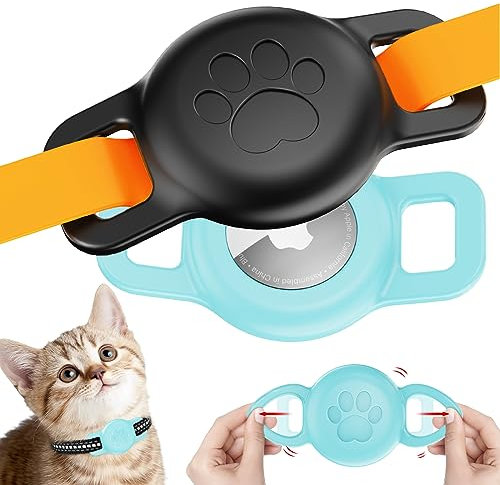 Airtag-Katzenhalsbandhalter, IPX8 wasserdicht, Airtag-Halter für Katzenhalsband, kleine Hunde-Airtag-Halterung für Apple AirTag, Silikon-Hundehalsbänder für Hunde und Katzen, Halterung für AirTags