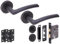 HANDLEZONE® Neemo Door Handles on Rose Bathroom Lock Pack with Ball Bearing Hinges - Black Matt