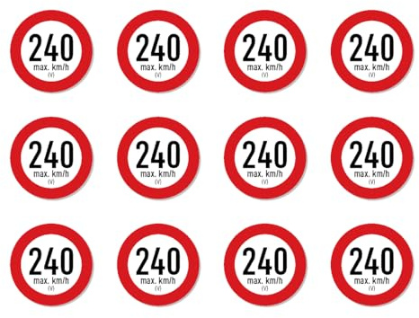 Geschwindigkeitsindex V (max. 240 km/h) - Aufkleber - Autoreifen, bei Reifenwechsel - 25 mm Durchmesser, 12 Stück