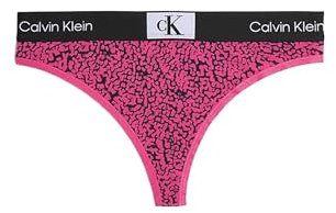 Calvin Klein String en coton, Abstract Spots/Fuchsia Rose, fuchsia, M