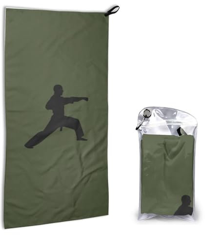 JEWOSS Hochwertiges Handtuch mit Karate-Druck, superfeine Faser, schnelltrocknend, 40,6 x 80 cm, geeignet für Indoor- und Outdoor-Aktivitäten, Reisen und Fitness