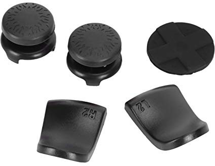 Joystick-Abdeckung, Spielzubehör, Daumen-Stick-Griffkappe, 5-in-1-Daumen-Stick-Griff-Tastenkappe, Joystick-Abdeckung, L2-R2-Trigger-Extender für PS5-Controller (Schwarz)