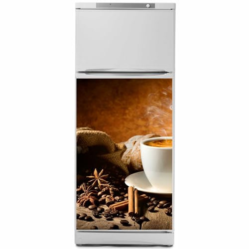 Kiwistar - Film pour réfrigérateur - 170 x 80 cm - Café et cannelle - Verre laminé résistant aux rayures - Autocollant réfrigérateur - Meubles - Design - Rénovation - Film autocollant mural