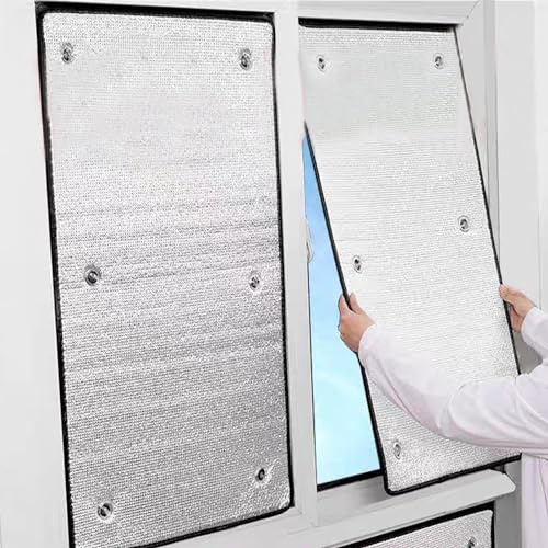 kufu01 Rückstandslose Sonnenschutz Folie,Silber Fensterfolie Blickdicht Reflektierende Fensterfolie,8 Mm Dicke 99% Uv-Schutz Dämmfolie für Schlafzimmer,Badezimmer,Büro,Dachfenster (80x120cm/32 x47)