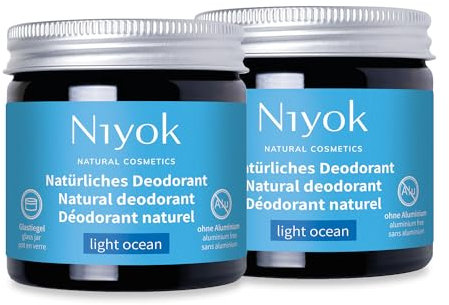 Niyok® 2-in-1 anti-transpirante Deocreme Light Ocean (2x40ml) • Natürliches Deo ohne Aluminium • 24h Schutz vor Geruch & Schweiß • Deodorant Creme Unisex • Feste Deo Creme vegan