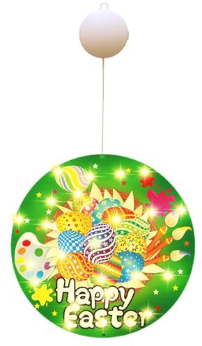 Fulenyi Ostern beleuchtete Fensterdekorationen, Osterlichter batteriebetrieben,Osterlichter mit Saugnapf | Osterdekorationen für den Innenbereich, Osterdeko- für Osterparty-Dekorationen im