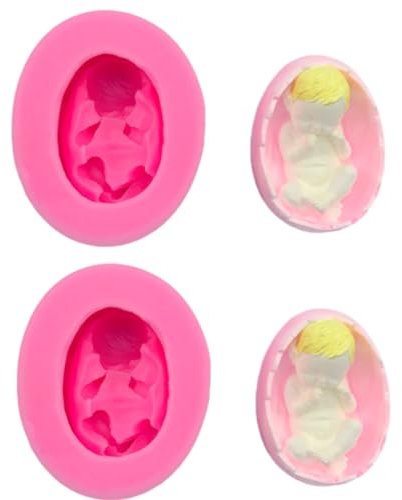 HIRAIDAI Silikonform Fondant 2 Stück Babywiege Eierschale Silikonform Fondant Kuchen Backform