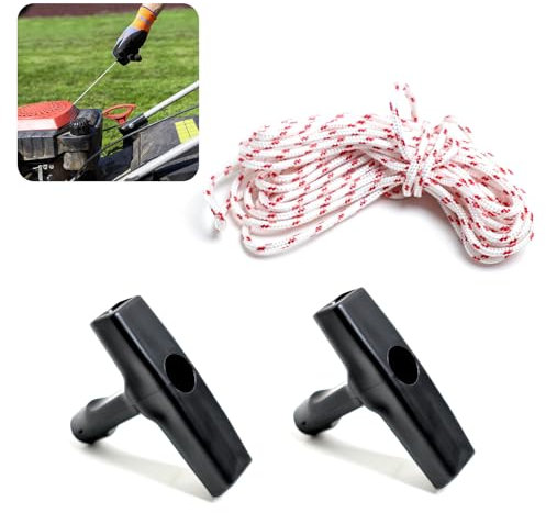 Goerpn Recoil Starter Rope Set,Universal 4m Lawnmower Pull Cords with 2 Pack Handle Kit for Chainsaws Lawn Mowers Trimmer Brush Cutter Engine Starter Replacement Parts