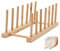 YUNYU Wooden Plate Rack Organiser - 6 Slot Dish Drainer & Storage Holder for Kitchen/Bedroom/Study | Fits Chopping Boards/Cups/Books/Pot Lids/Baking Trays (Natural Wood)