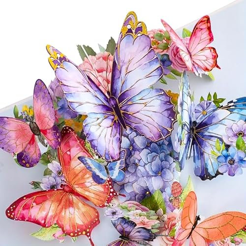 YianHien Schmetterling Geburtstagskarte Pop Up Frauen, Schöne Blau Pop Up Schmetterling Karte für Frauen und Mädchen, Alles Gute Karte, Geburtstagskarte, Jubiläumskarte, Ruhestandskarte, Dankeskarte