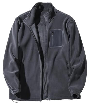 Bollrllr Ollie Herren-Strickjacke, Fleece, Stehkragen, dick, schmale Passform, Sport, Freizeitmäntel, Dunkelgrau9, XXXXL