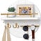 Nekon Key Holder Wall Mount, 11.8 Inch Key Rack with Shelf and 6 Key Hooks, Rustic Key and Mail Organizer, Circular Wooden Key Hanger for Entryway Hallway Kitchen (White&Gold)