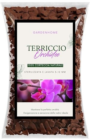 Gardenhome® Terriccio BARKMOOD Orchidee (1,5 lt), Corteccia di Pino Marittimo 100% Naturale, 5-12 mm, Sterilizzata e Lavata