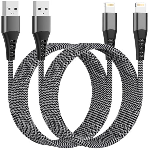 Cable Cargador iPhone 3M 2Pack[MFi Certificado], Cable iPhone Carga Rapida Nylon Trenzado Cable Lightning Cable USB iPhone Cable para Apple iPhone 14 13 12 11 Pro Max Mini XR XS 8 7 6 Plus SE iPad
