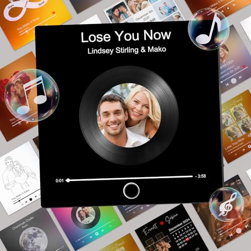 Custom Music Fridge Magnet Personalised Album Fridge Sticker with Photo, Customised Song & Singer Refrigerator Magnets Christmas Valentine's Day Gifts