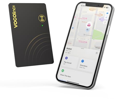 VOCOlinc Rechargeable Wallet Tracker Card, Ultra Slim 1.6mm Smart Air Tag Compatible with Apple Find My App(iOS only), Bluetooth Item Finder Locator for Luggage, Purse, Passport, Bags, IP67 Waterproof