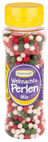 Günthart BackDecor 1 Stück Weihnachts Perlen-Mix Sprinkle, 95 gr in praktischer Dose, 1er Set (95 gr)