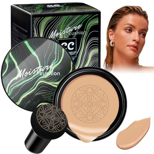 Pilzkopf Luftkissen CC Creme, Mushroom Head Air Cushion CC Cream, BB Creme Feuchtigkeitsspendende und Aufhellende Cushion Foundation Concealer Make Up Beauty Cream (Nude-Farbe)