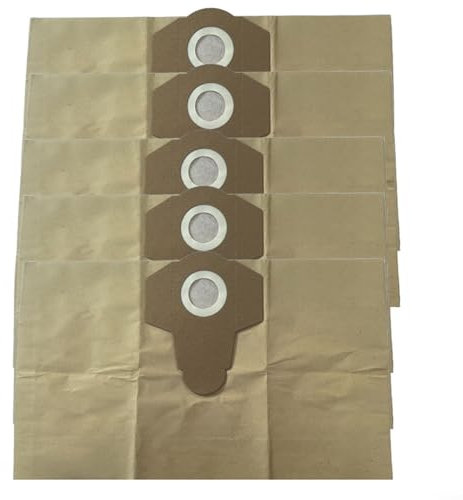 Puupaa Lot de 5 sacs filtrants en papier pour aspirateur Karcher WD2S WD3S 9.771-350.0 - Sacs réutilisables pour station d'aspiration