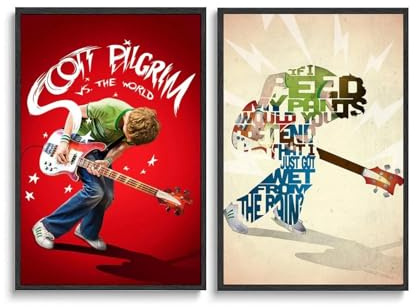 Filmposter Scott Pilgrim vs The World, Wandkunst, Leinwand, 30 x 45 cm, Stil 12, 2 Stück
