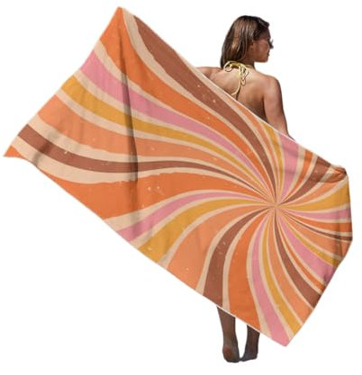 CAIRF Mikrofaser Strandtuch Regenbogen Streifen Strandtuch,3D Bunte Regenbogen Wellen Strandhandtuch,Handtuch mit Liebesmuster,Kariertes Badetuch,Herren Frauen Badetücher