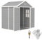 Outsunny Gerätehaus 2,4m², Wasserdicht Gartenhaus mit Boden Pultdach, 182x151x219/181 cm, Geräteschuppen mit Abschließbar Tür, Fenster, Fahrradgarage aus Kunststoff für Hinterhof, Garten, Grau
