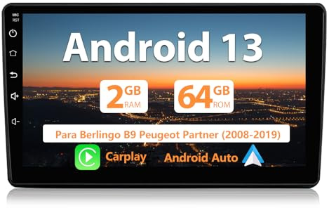 AWESAFE Android 13.0[2GB+64GB] Radio de Coche para Berlingo B9 Peugeot Partner 2008-2019 con Carplay/AndroidAuto