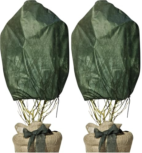 Windhager Winter-Vlies Rosenvlies-Haube Thermovlies Gartenvlies Frostschutz Kälteschutz für Rosen, 3 Stück, 0,75x1 m, 30 g, grün (Packung mit 2)