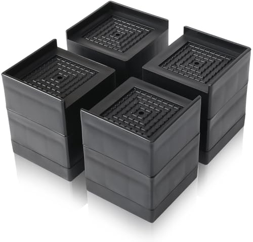 COEWUR 4 Stück Möbelerhöhungen 75 mm Möbelfüsse Betterhöhung Tisch Erhöhung Möbelerhöher Eckig Erhöhungen für Möbelfüße für Couch Schreibtisch Sofa Tisch BücherregalStuhlerhöher Schwarz