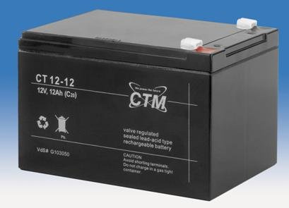 Blei-Gel-Trocken Akku CT 12-12 (12Ah, 12V) Bleiakku 12 Ah 12 Volt
